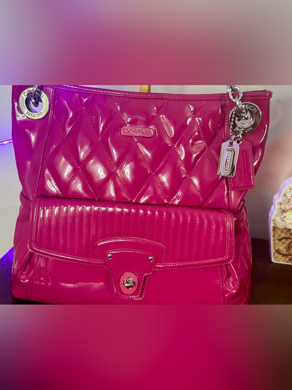 Coach Poppy Pink Liquid Gloss Shoulder Bag - Picture 4 of 16